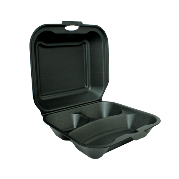 8'' X 8'' 3-COMPARTMENT FOAM BLACK BOX-HINGED