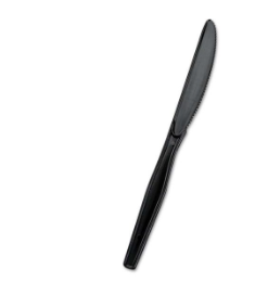 HEAVY WEIGHT UNWRAPPED BLACK PP PLASTIC KNIFE-WOODYS