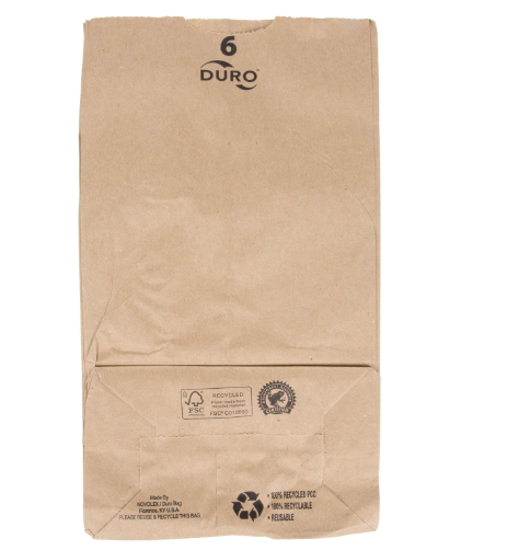 6LB (6"X 3 5/8" X 11 1/16") BROWN PAPER BAG-KRAFT DURO-SOS
