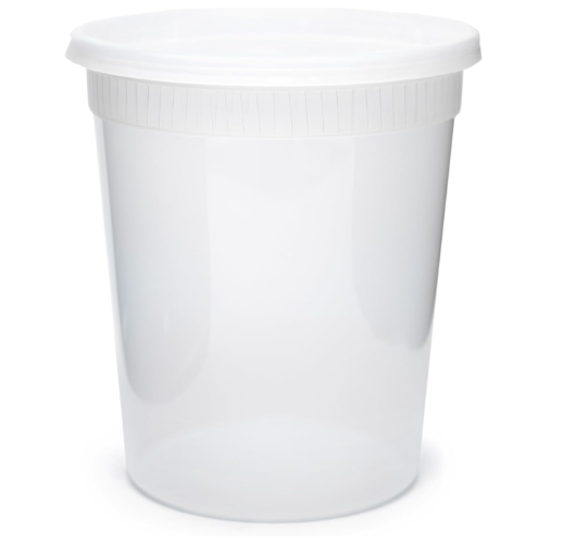 32OZ PLASTIC DELI CONTAINER W/ LID COMBO HEAVY WEIGHT-CLEAR-ROUND-MICROWAVABLE-PACTIVE