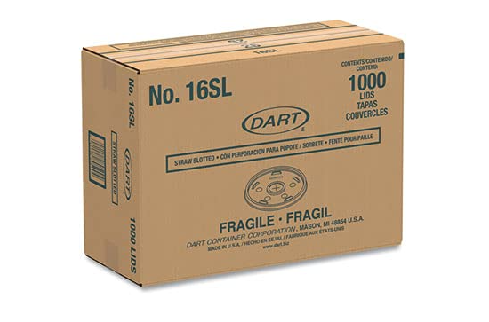 16OZ PLASTIC LID-STRAW SLOTTED-TRANS-DART 16SL