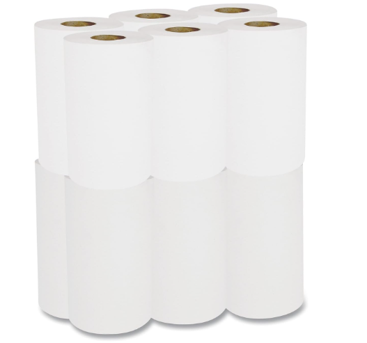8'' X 350FT WHITE PAPER TOWELS ROLL HARDWOUND BRAND-12 ROLLS
