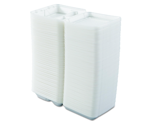 8" X 8" 3-COMPARTMENT WHITE FOAM BOX SHALLOW-HINGED-DART 80HT3R