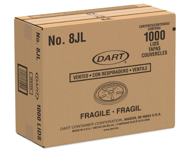8OZ WHITE PLASTIC LID-VENTILATED-DART 8JL