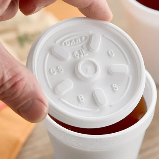 6OZ WHITE PLASTIC LID-VENTILATED-DART 6JL