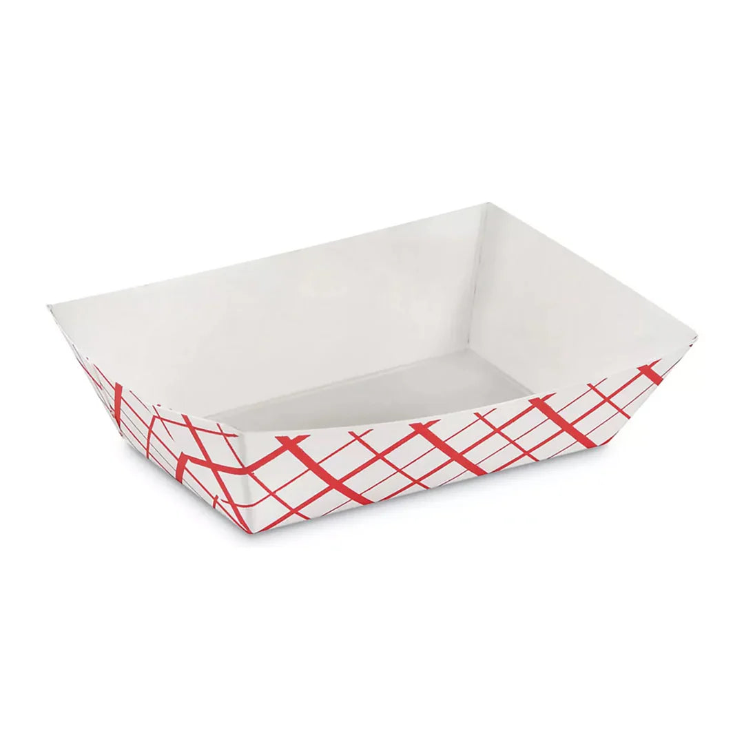PAPER FOOD TRAYS-RED & WHITE