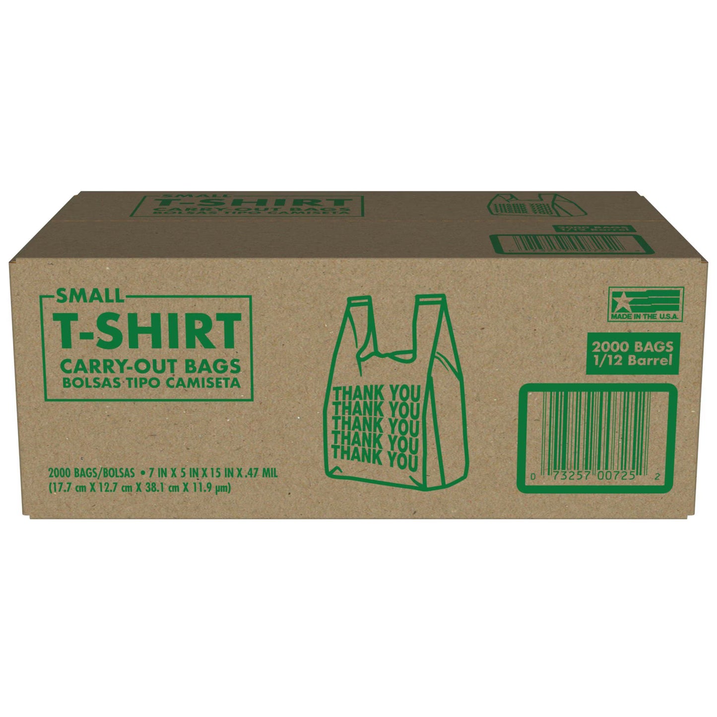 7" X 5" X 15" (SMALL)-T-SHIRT PLASTIC THANK YOU CARRY-OUT BAGS-HUSKY 165628-2000CT
