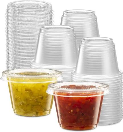 2.5OZ (75ML) PLASTIC SAUCE / SOUFFLE CUP-CLEAR-WOODYS WOOD031 (50PK X 50PCS)-2500CT