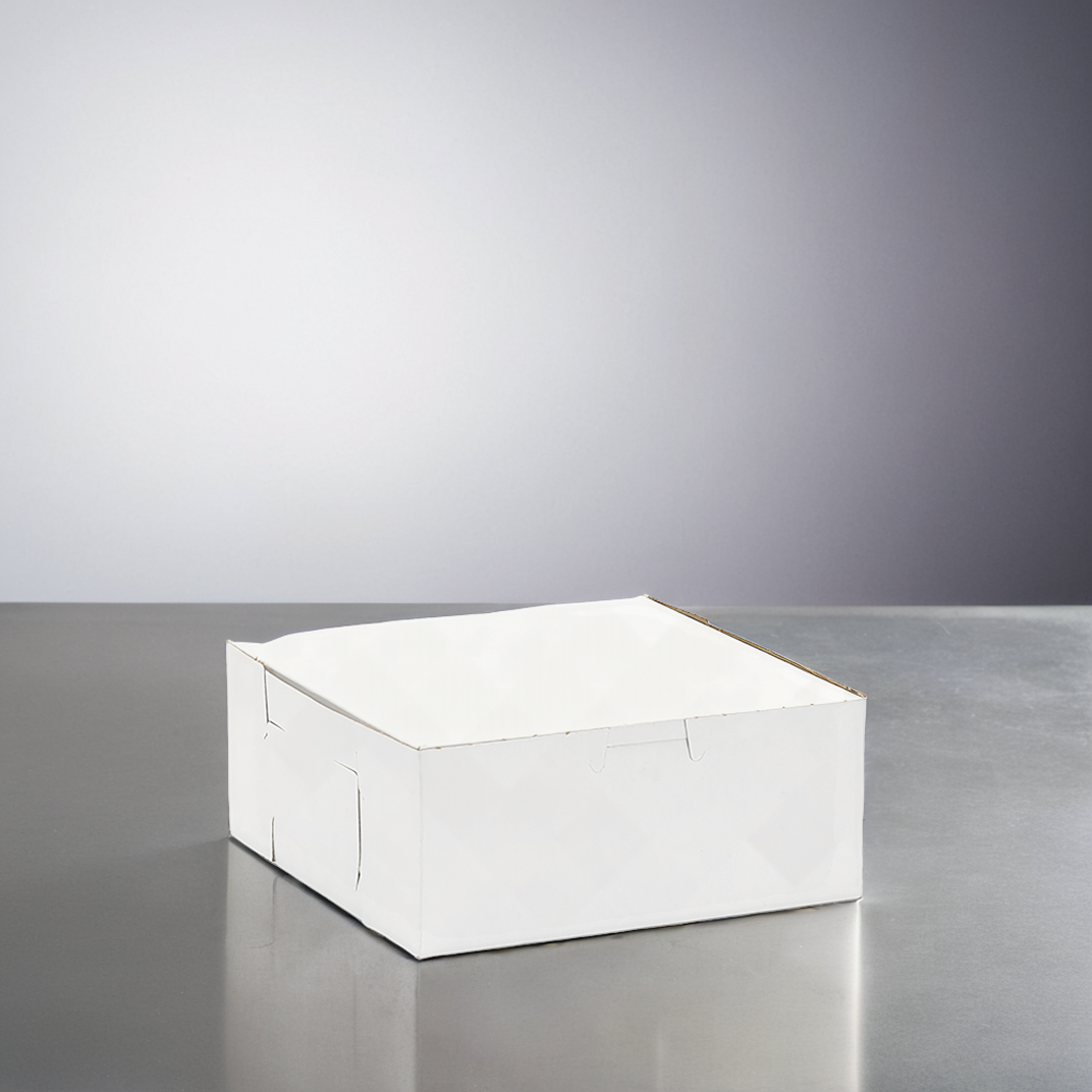 CAKE BOX 7X7X4 WHITE FOLDING 250CT