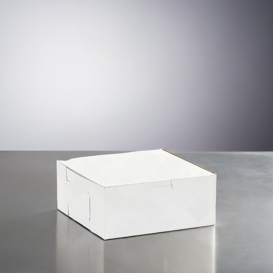 CAKE BOX 7X7X4 WHITE FOLDING 250CT
