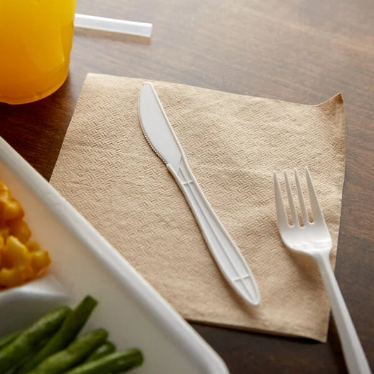 MEDIUM WEIGHT UNWRAPPED WHITE PP PLASTIC KNIFE-WOODYS
