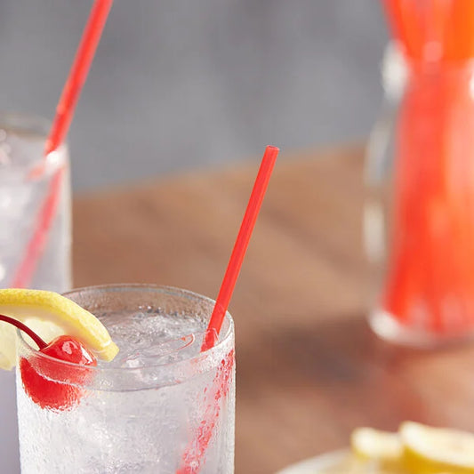 6" PLASTIC COCKTAIL STRAWS-RED-UNWRAPPED-WOODYS