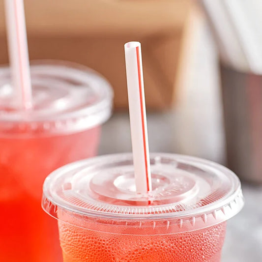 7 3/4" (197MM) EXTRA JUMBO PLASTIC DRINKING STRAWS-UNWRAPPED-RED & WHITE (SMO0THIE)-WOODYS