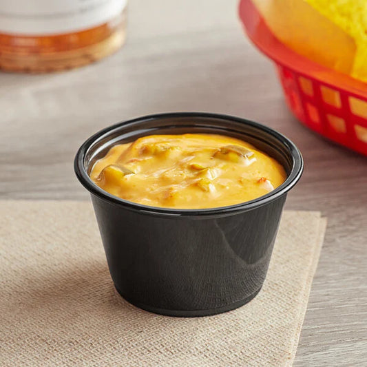 4OZ PLASTIC SAUCE / SOUFFLE CUP-BLACK-WOODYS