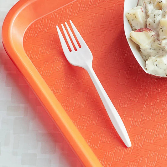 MEDIUM WEIGHT UNWRAPPED WHITE PP PLASTIC FORK-WOODYS