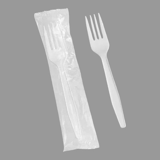 HEAVY WEIGHT P-PLASTIC FORK & NAPKIN KIT-WHITE-PROBRANDS PROB135185 (1PK x 1000PCS) 1000CT