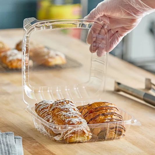 8 X 1/4''X 8 1/4'' X 3'' 3-COMPARTMENT HINGED/CLAMSHELL PLASTIC CONTAINER-CLEAR DART