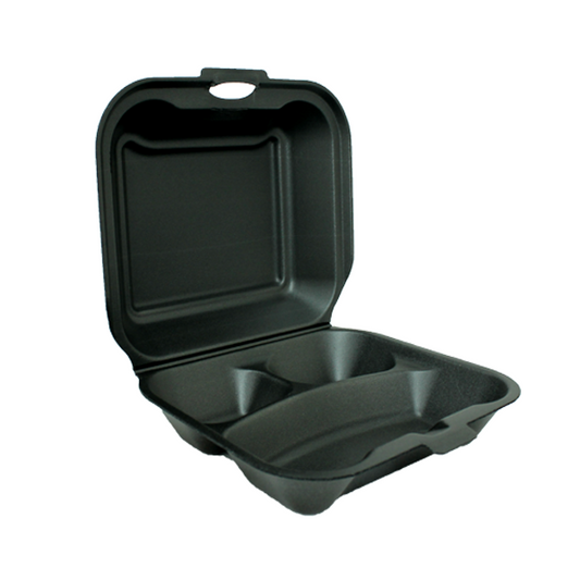 8'' X 8'' 3-COMPARTMENT FOAM BLACK BOX-HINGED