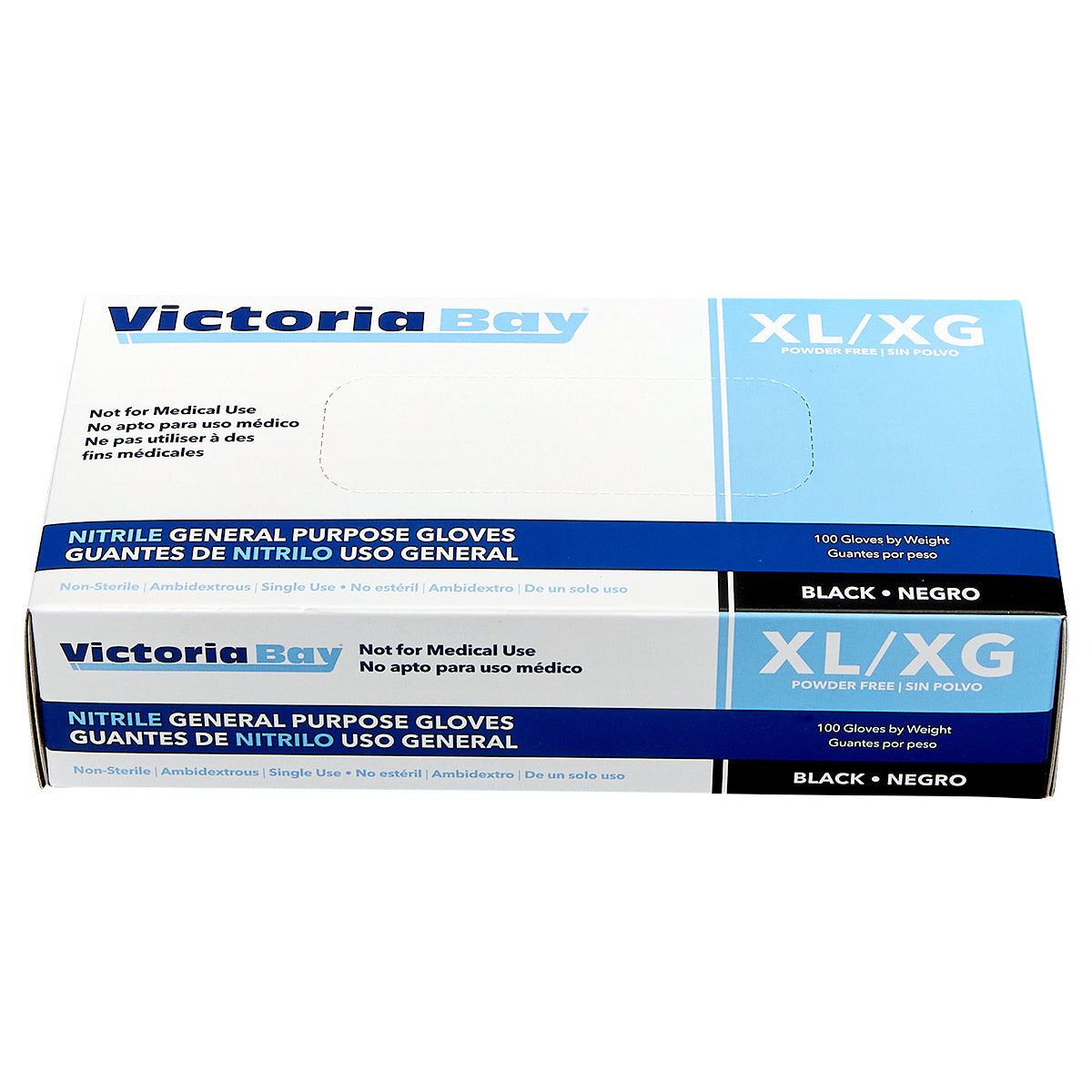 EXTRA LARGE NITRILE POWDER-FREE GLOVES-BLACK-VICTORIA BAY VBG1NXLB (10PK x 100PCS) 1000CT