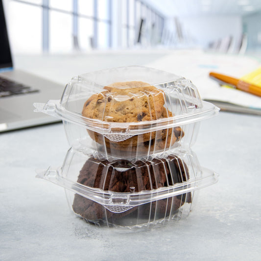 8 5/16''X 8 5/16''  3-COMPARTMENT HINGED/CLAMSHELL PLASTIC CONTAINERS CLEAR HINGED LID