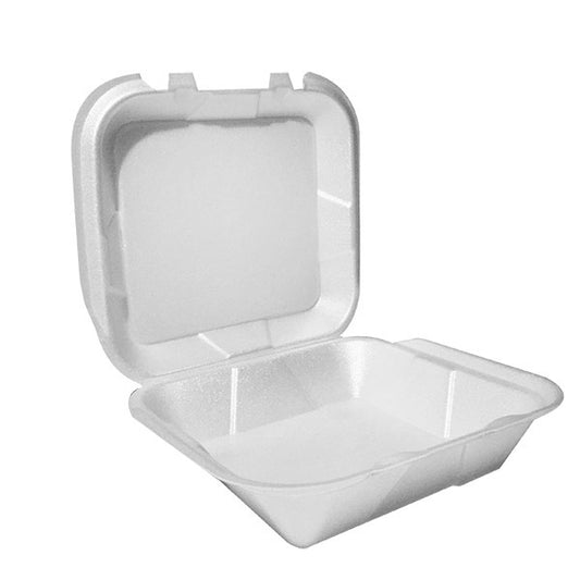 8" X 8" 1-COMPARTMENT WHITE FOAM BOX-1 LOCK-HINGED-SUNNY/PLASTIFAR