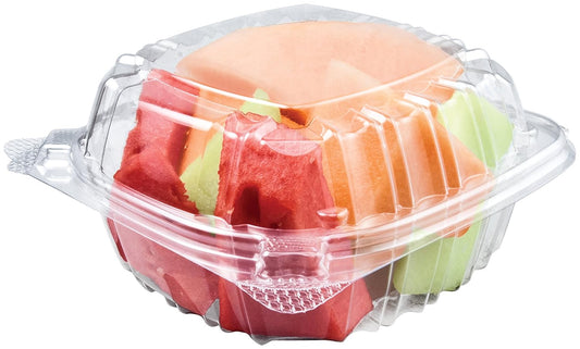 6 X 6 X 3" CLEAR PLASTIC HINGED CONTAINER-CLAMSHELL-DART