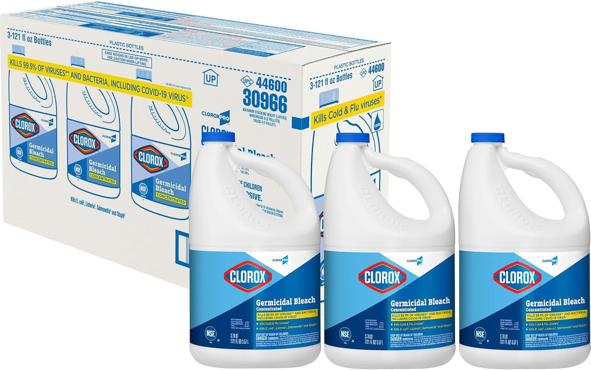 121OZ SODIUM HYPOCHLORITE-CLOROX DISINFECTING BLEACH-CLEAR-CLORO 980246459 (3GALLON)