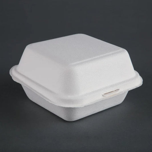 4.5''X 6'' 1-COMPARTMENT WHITE FOAM LUNCH BOX-HINGED-TERMOPAC