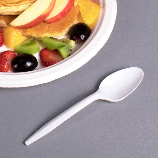 MEDIUM WEIGHT UNWRAPPED WHITE PP PLASTIC TEASPOON-WOODYS