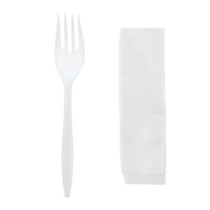 MEDIUM WEIGHT PP PLASTIC FORK & NAPKIN KIT-TOVA
