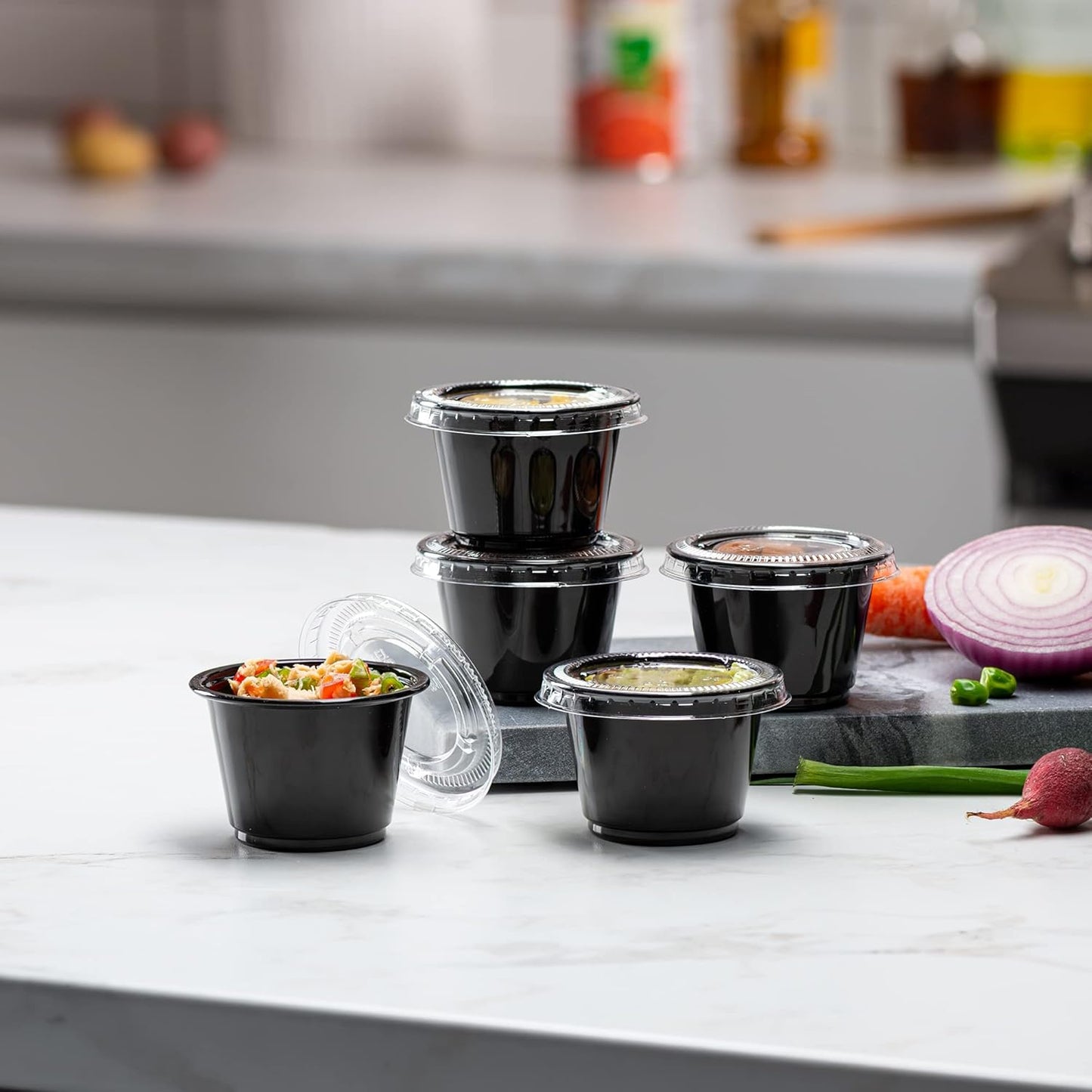 2.5OZ PLASTIC SAUCE/SOUFFLE CUP-BLACK-WOODYS