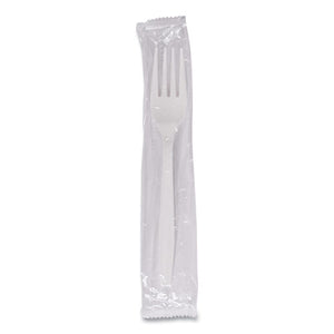 HEAVY WEIGHT WRAPPED PP WHITE PLASTIC FORKS & NAPKIN-WOODY