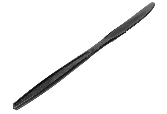 HEAVY WEIGHT UNWRAPPED BLACK PP PLASTIC KNIFE-WOODYS