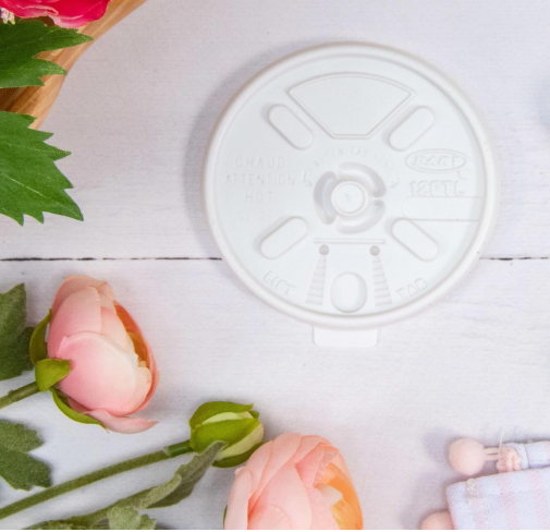12OZ WHITE PLASTIC FOAM CUP LID-LIFT N LOCK-DART 12FTL