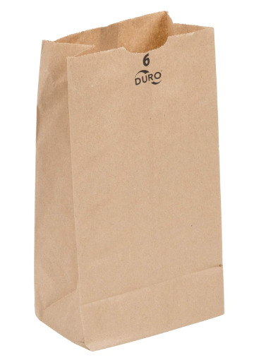 6LB (6"X 3 5/8" X 11 1/16") BROWN PAPER BAG-KRAFT DURO-SOS
