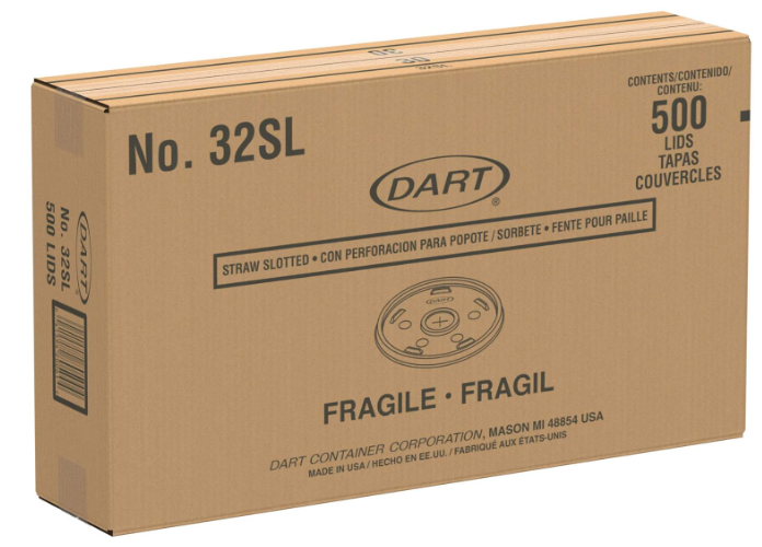 32OZ PLASTIC STRAW SLOTTED LID-TRANS-DART 32SL1 (10PK X 100PCS) 1000CT