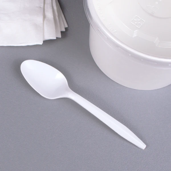MEDIUM WEIGHT UNWRAPPED PP PLASTIC-TEASPOON-WHITE PRO-BRAND