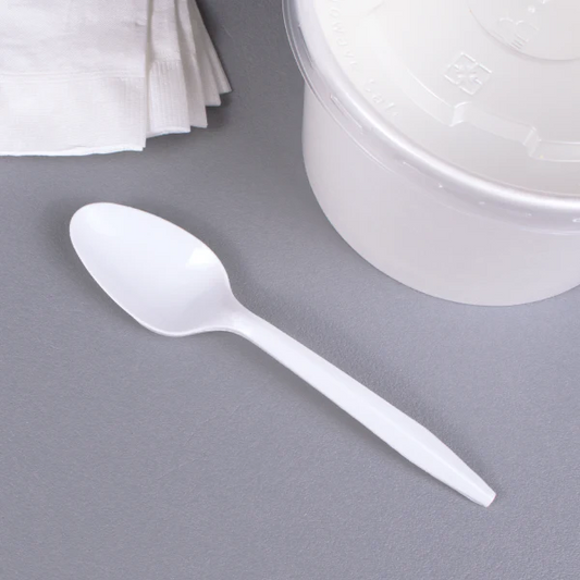 MEDIUM WEIGHT UNWRAPPED PP PLASTIC-TEASPOON-WHITE PRO-BRAND