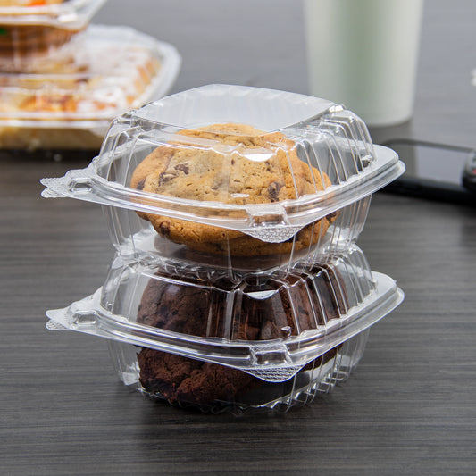 5 X 5 X 3" CLEAR PLASTIC HINGED CONTAINER-CLAMSHELL-DART - C53PST1