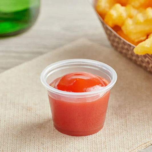 1OZ CLEAR PLASTIC SAUCE/SOUFFLE CUP-WOODYS