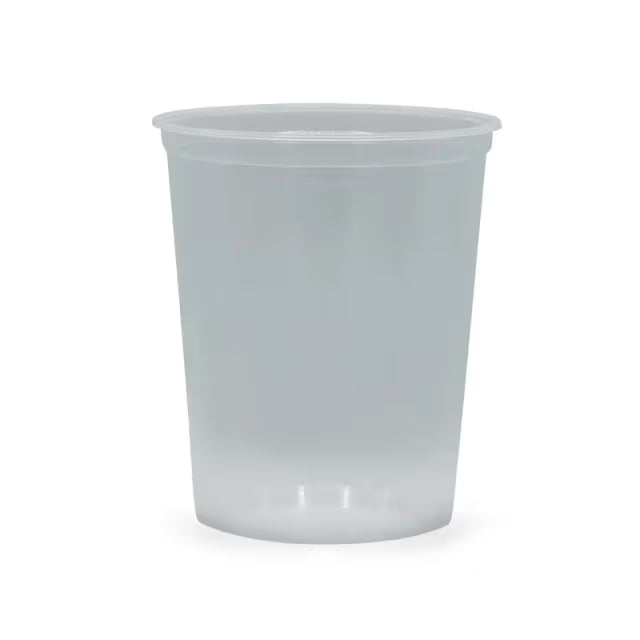 32OZ MEDIUM WEIGHT PLASTIC DELI CONTAINER-ROUND-MICROWAVABLE-CLEAR-VICTORIA BAY VBPK32T (20PKS X 25PCS)-500CT