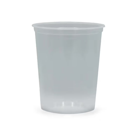 32OZ MEDIUM WEIGHT PLASTIC DELI CONTAINER-ROUND-MICROWAVABLE-CLEAR-VICTORIA BAY VBPK32T (20PKS X 25PCS)-500CT