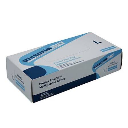 LARGE VINYL POWDER-FREE GLOVES- CLEAR-VICTORIA BAY 64V3000PFL (10PK x 100PCS)1000CT