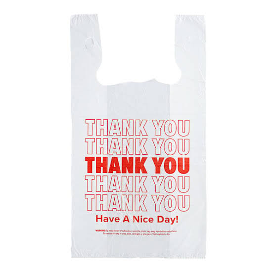 7" X 5" X 15" (SMALL)-T-SHIRT PLASTIC THANK YOU CARRY-OUT BAGS-HUSKY 165628-2000CT