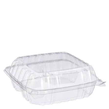8 5/16" x 8 5/16" x 3"- 3-COMPARTMENT PLASTIC HINGED CLAMSHELL CONTAINER-CLEAR-DART C90PST3  (2PK X 125PCS) 250CT