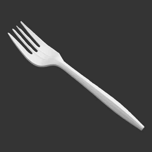 MEDIUM WEIGHT UNWRAPPED P-PLASTIC FORKS-WHITE-PROBRANDS PROB131600 (10PK x 100PCS) 1000CT