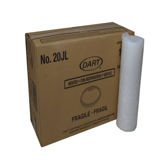 20oz PLASTIC FLAT VENTED LIDS-TRANS-DART 20JL (10PK x 100PCS) 1000CT