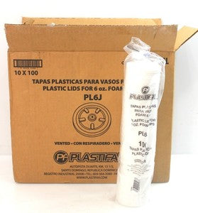 6OZ PLASTIC LID VENTILATED-TRANSPARENT-PLASTIFAR-PL6J (10PK x 100PCS)-1000CT