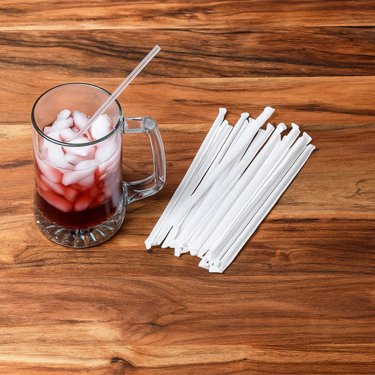 7 3/4" (197MM) WRAPPED CLEAR DRINKING STRAWS-WOODYS