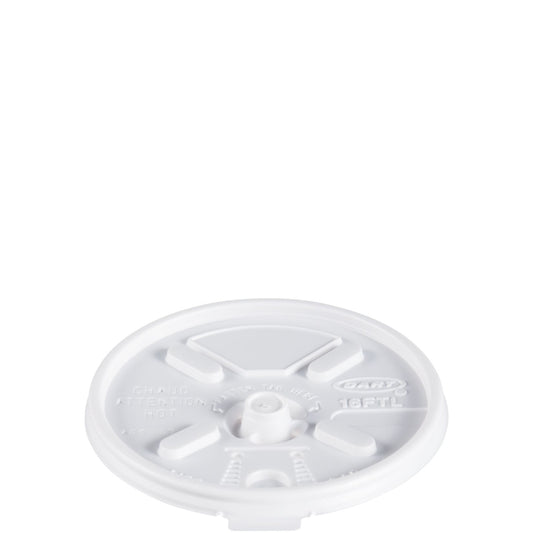 16OZ WHITE PLASTIC FOAM CUP LID-LIFT N LOCK)-DART-16FTL